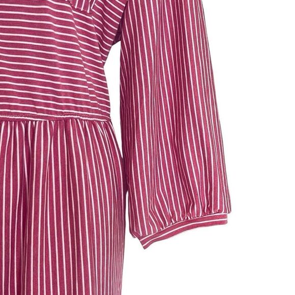 Merokeety Red White Pinstripe Midi Dress Long Sleeves XXL NWT Flowy Casual - Picture 4 of 11